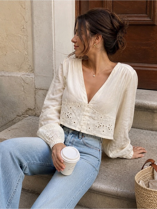House of Harlow 1960 Tops - House of Harlow linen top cream